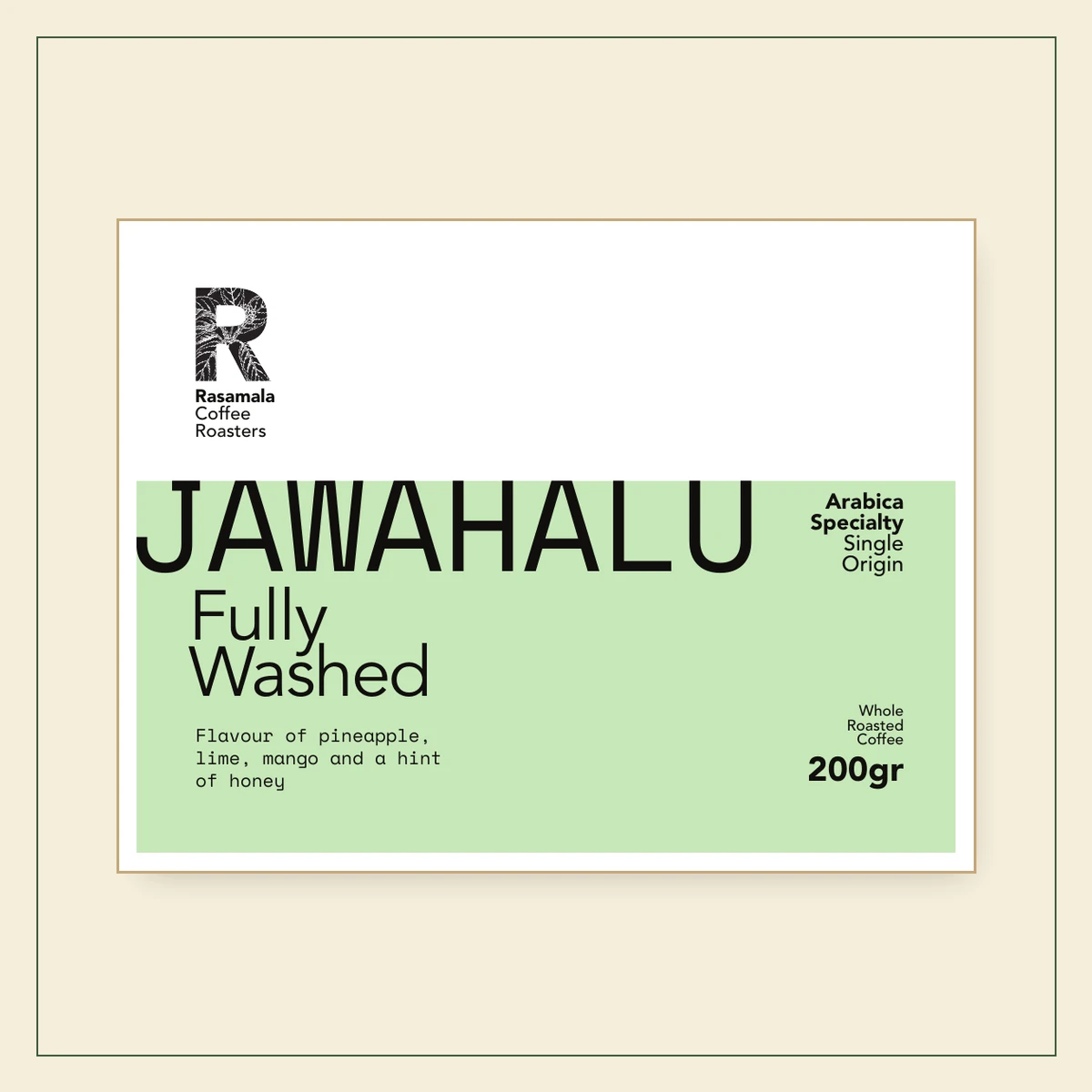 Rasamala Coffee Roasters – Our Roasted Coffees Rasamala JAWAHALU Fully Washed 200 g label