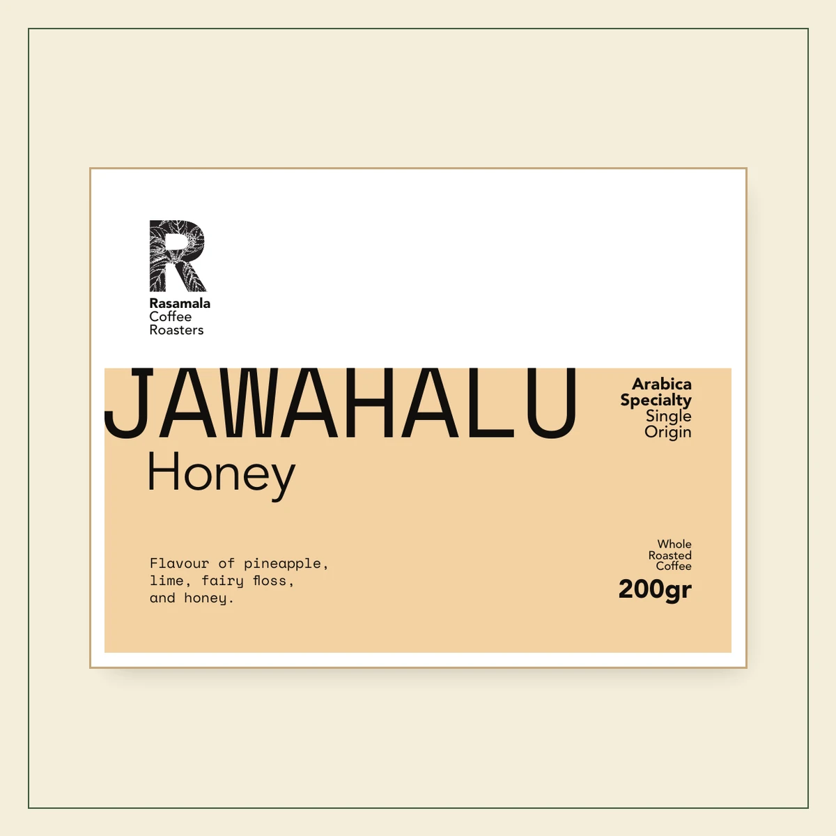 Rasamala Coffee Roasters – Our Roasted Coffees Rasamala JAWAHALU Honey 200 g label