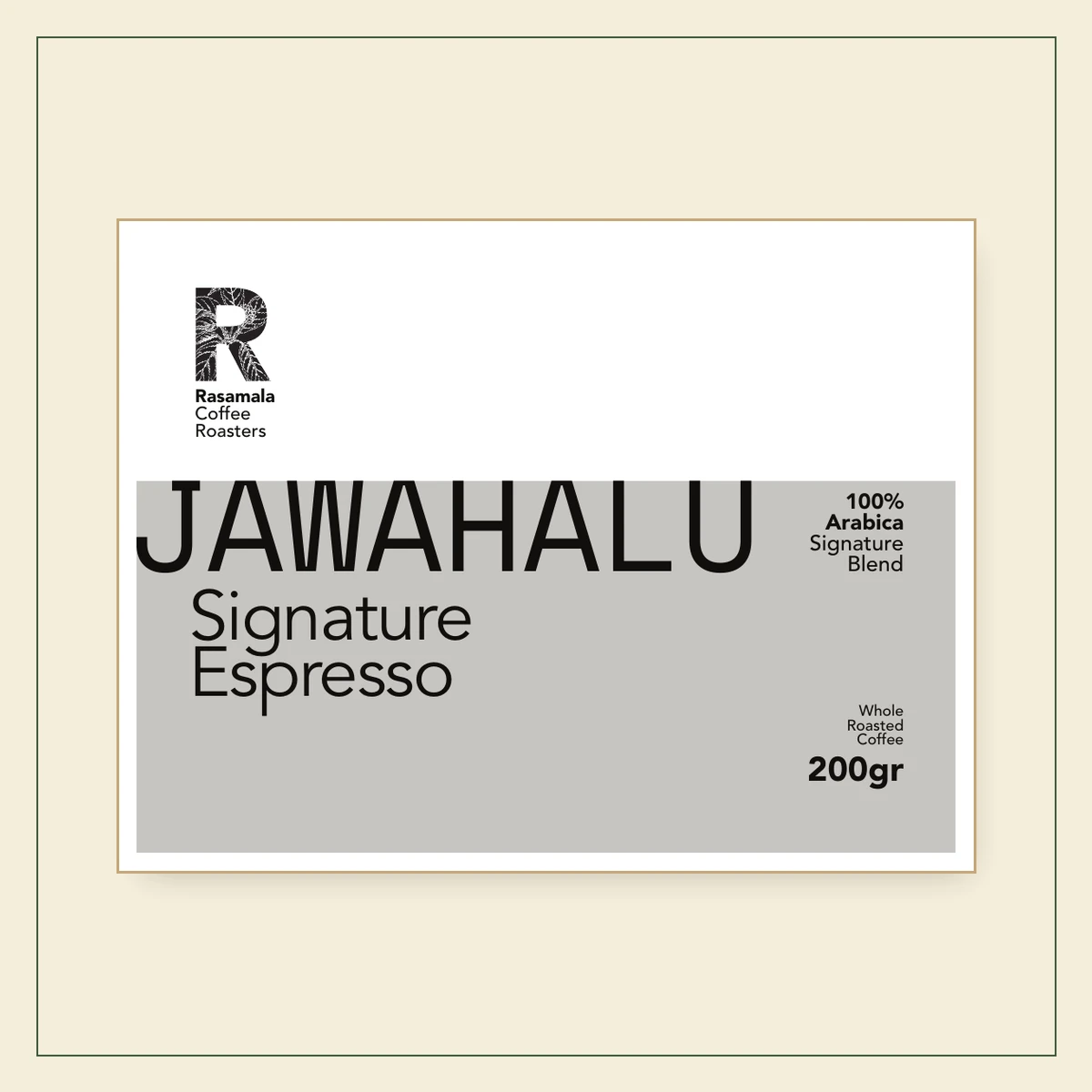 Rasamala Coffee Roasters – Our Roasted Coffees Rasamala JAWAHALU Signature Espresso 200 g label